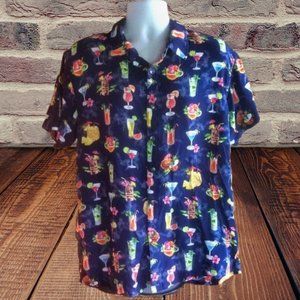 Island Haze XL Men's Hawaiian Tropical Cocktail Short Sleeve Button Down